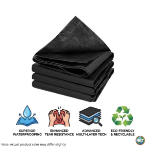Heavy Duty Black Tarpaulin Sheet | 200 GSM | UV Treated | Waterproof | Multi-Layer Reinforced Tirpal, Tadpatri, and Tharpai for All-Weather Protection